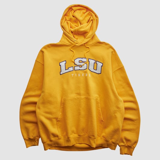 LSU Tigers Champion 2000s Hooded Pullover Sweatshirt - Yellow - XL by Fanatics Real Vintage
