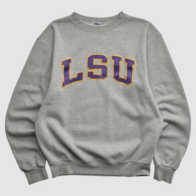 LSU Tigers Champion 2000s Pullover Sweatshirt - Heather Gray - XS by Fanatics Real Vintage