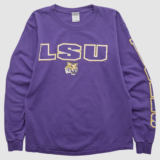 LSU Tigers Gildan 2000s Long Sleeve T-shirt - Purple - S by Fanatics Real Vintage