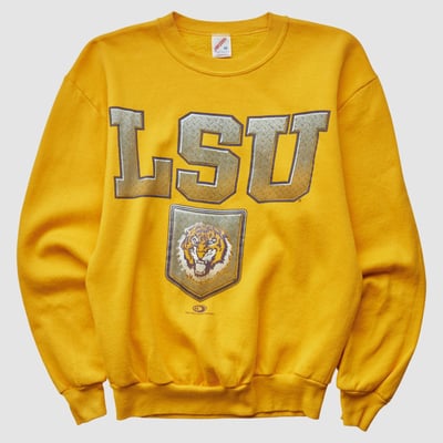 LSU Tigers Jerzees 90s Pullover Sweatshirt - Yellow - XXS by Fanatics Real Vintage