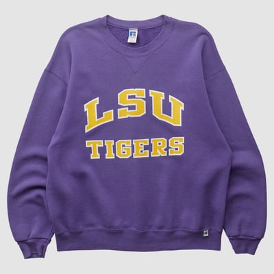 LSU Tigers Russell 2000s Pullover Sweatshirt - Purple - L by Fanatics Real Vintage