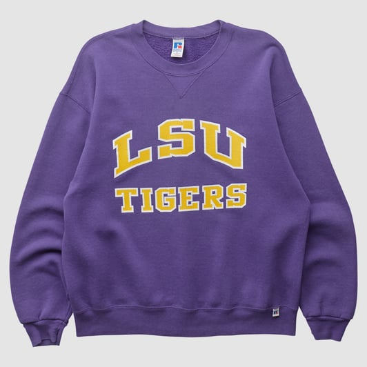 LSU Tigers Russell 2000s Pullover Sweatshirt - Purple - L by Fanatics Real Vintage