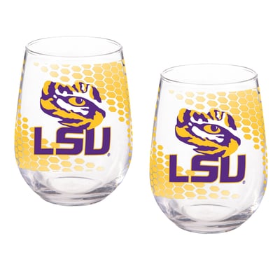 LSU Tigers Two-Piece 17oz. Color Fade Stemless Wine Glass Set