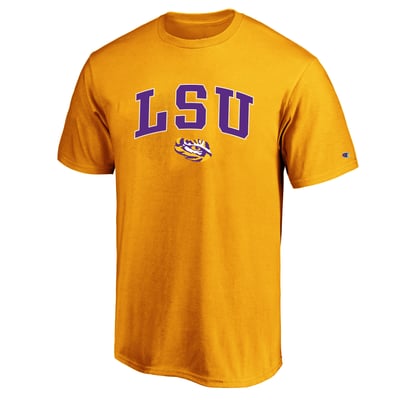  LSU Tigers Champion Champion Big & Tall Team Arch Over Wordmark T-Shirt - Gold