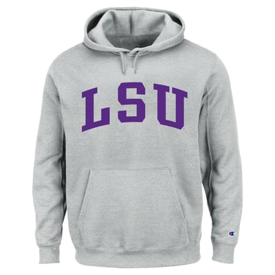 LSU Tigers Champion  Big & Tall Reverse Weave Fleece Hoodie Sweatshirt - Heather Gray