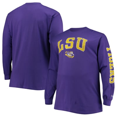 LSU Tigers Champion Big & Tall Arch Over Logo Long Sleeve T-Shirt - Purple