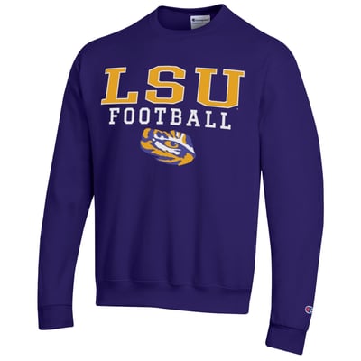 LSU Tigers Champion Football Stack Sweatshirt - Purple