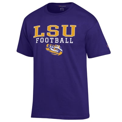 LSU Tigers Champion Football Stack T-Shirt - Purple