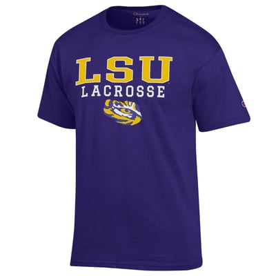  LSU Tigers Champion Lacrosse Stacked T-Shirt - Purple