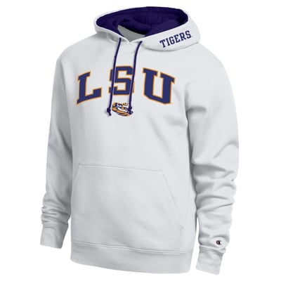  LSU Tigers Champion Arch Tackle Twill Hoodie - White