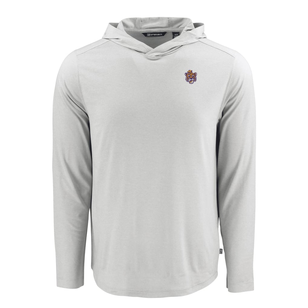 LSU Tigers Cutter & Buck Coastline Epic Comfort Eco Recycled Long Sleeve Hoodie T-Shirt - Gray