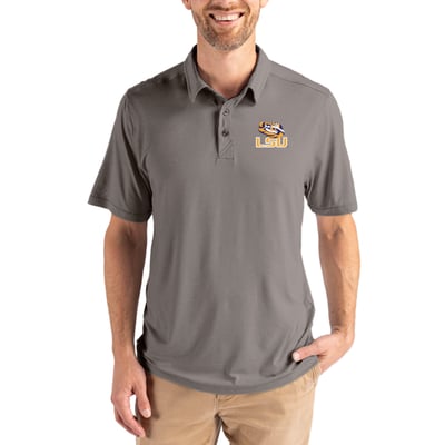 LSU Tigers Cutter & Buck Coastline Epic Comfort Eco Recycled Polo - Gray