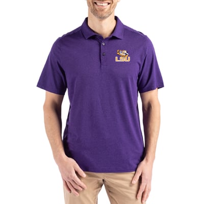 LSU Tigers Cutter & Buck Coastline Epic Comfort Eco Recycled Polo - Purple