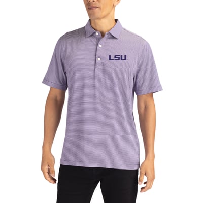 LSU Tigers Cutter & Buck Forge Recycled Double Stripe 4-Way Stretch Polo - Purple