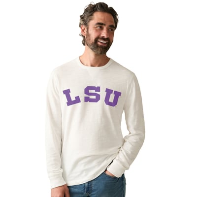 LSU Tigers FAHERTY Sunwashed Slub Sweatshirt - White