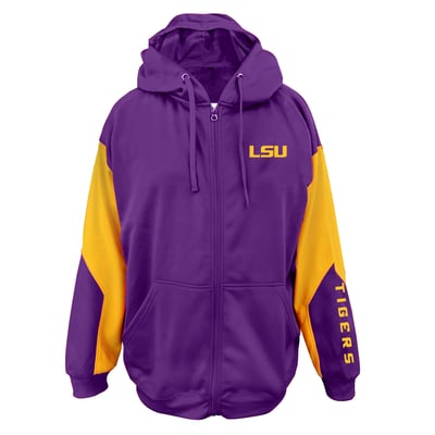 LSU Tigers Fanatics Big & Tall Sleeve Block Full-Zip Hoodie - Purple