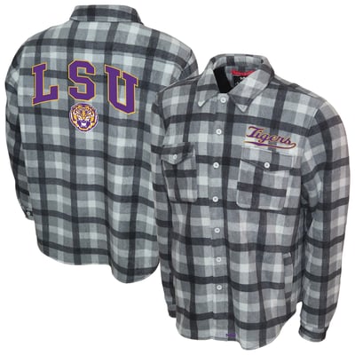 LSU Tigers Franchise Club Sherpa Flannel Full-Button Jacket - Gray