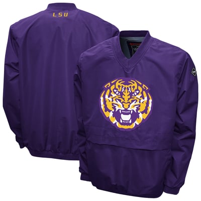 LSU Tigers Franchise Club Big Logo Windshell V-Neck Pullover Jacket - Purple