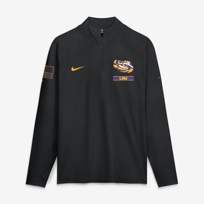 LSU Tigers Nike 2026 Military Appreciation Stride Raglan Dri-FIT Half-Zip Pullover - Black