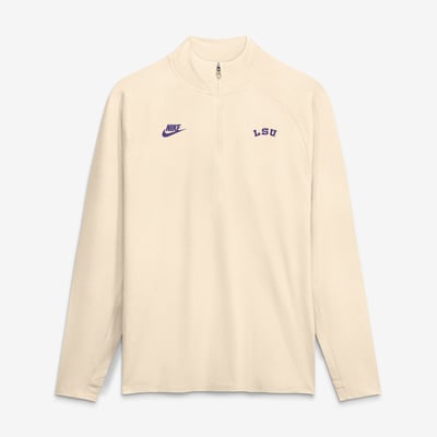  LSU Tigers Nike Stride Raglan Dri-FIT Half-Zip Pullover - Cream