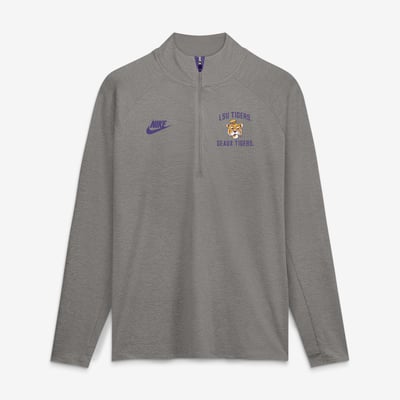 LSU Tigers Nike Legacy Stride Raglan Dri-FIT Half-Zip Pullover - Heather Gray