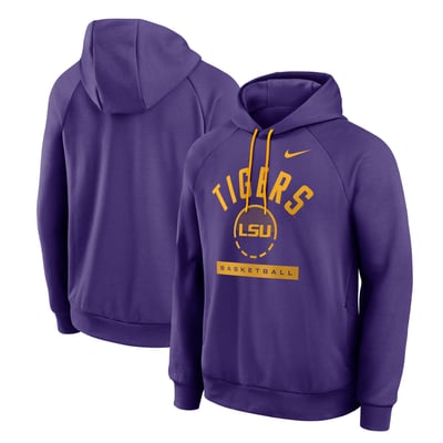  LSU Tigers Nike Courtside Practice Dri-FIT Raglan Fleece Hoodie - Purple