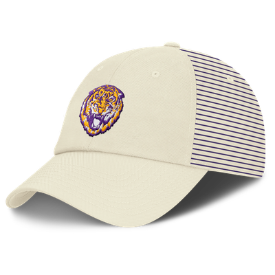 LSU Tigers Nike Vault Logo Striped Club Adjustable Hat - White