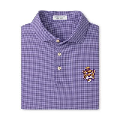  LSU Tigers Peter Millar Border Performance Jersey Polo - Purple
