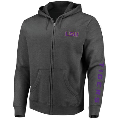 LSU Tigers Profile Big & Tall Full-Zip Hoodie - Heather Charcoal