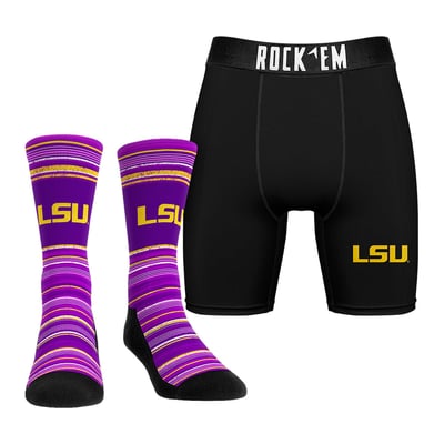  LSU Tigers Rock Em Primary Crew Socks & Boxer Briefs Combo Pack