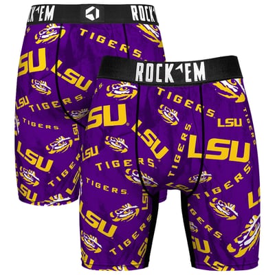  LSU Tigers Rock Em All Over Logo Boxer Briefs - Purple