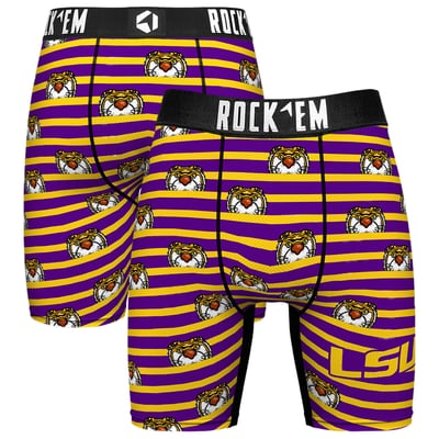  LSU Tigers Rock Em Mascot Stripes Boxer Briefs - Purple