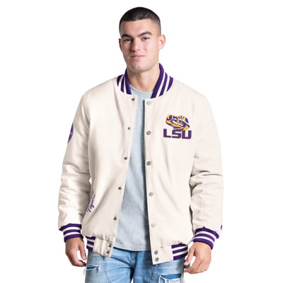LSU Tigers Starter Spectator Varsity Full Snap Jacket - White