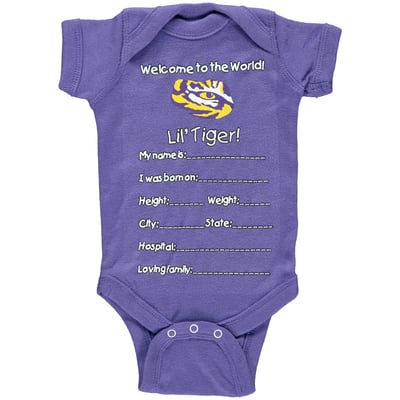 LSU Tigers Newborn Welcome To The World - Purple