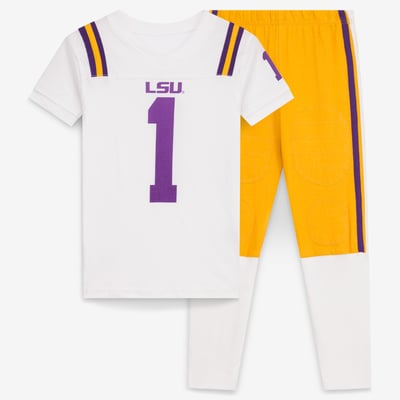 LSU Tigers Wes & Willy Preschool V-Neck Pajama Set - White
