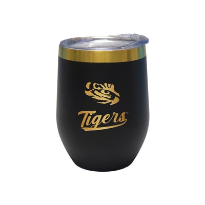 LSU Tigers The Memory Company 12oz. Stainless Steel Gold Lettering Stemless Wine Tumbler