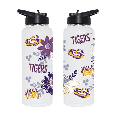 LSU Tigers The Memory Company 34oz. Flowers Stainless Steel Quencher Bottle