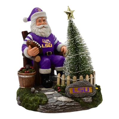LSU Tigers The Memory Company Santa Figurine with LED Tree
