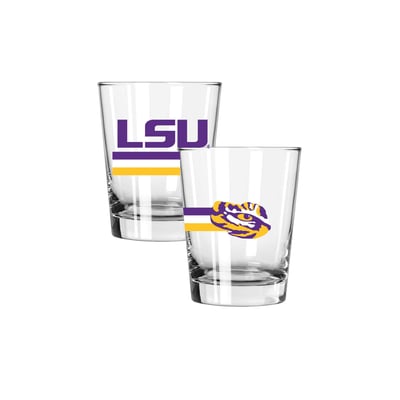 LSU Tigers The Memory Company Two-Piece 15oz. Big Stripes Double Old Fashioned Glass Set