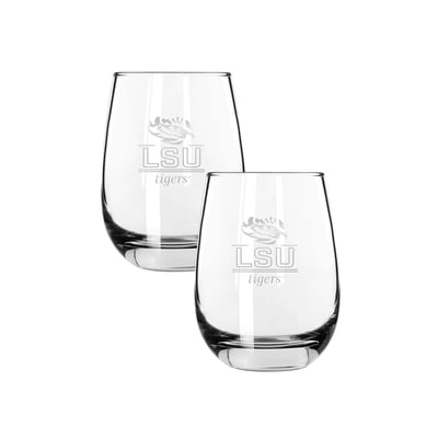 LSU Tigers The Memory Company Two-Piece 15oz. Classic Crew Stemless Wine Glass Set