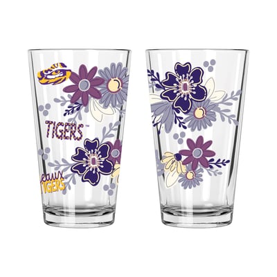 LSU Tigers The Memory Company Two-Piece 16oz. Flowers Pint Glass Set