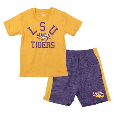  LSU Tigers Wes & Willy Toddler Cloudy Yarn T-Shirt and Shorts Set - Gold