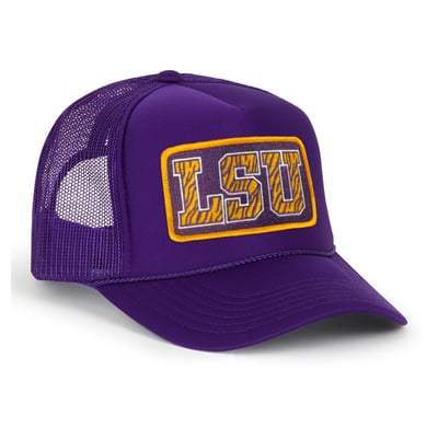 LSU Tigers Aviator Nation Unisex Vintage Low Rise Adjustable Trucker Hat - Purple
