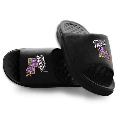 LSU Tigers ISlide Unisex Landmark Motive Slide Sandals - Black