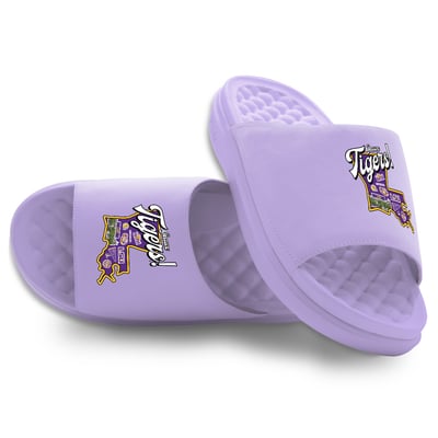 LSU Tigers ISlide Unisex Landmark Motive Slide Sandals - Lavender