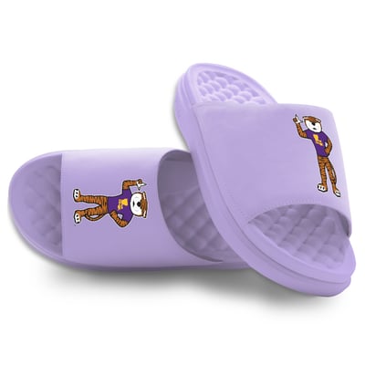 LSU Tigers ISlide Unisex Mascot Motive Slide Sandals - Lavender