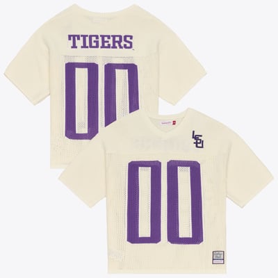 LSU Tigers Mitchell & Ness Unisex Retro Roots Sweater Jersey - Cream

