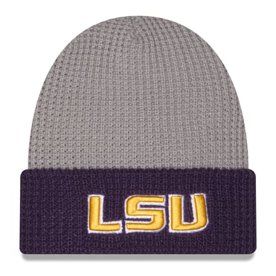 LSU Tigers New Era Unisex Cuffed Waffle Knit Hat - Gray/Purple