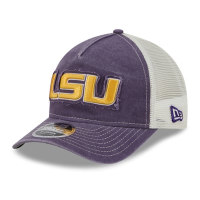 LSU Tigers New Era Unisex Faded A-Frame 9FORTY Adjustable Trucker Hat - Purple