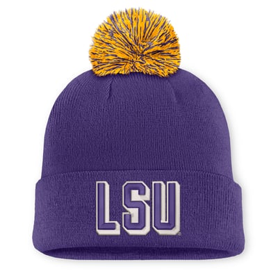 LSU Tigers Nike Unisex Letter Mascot Knit Hat with Pom - Purple